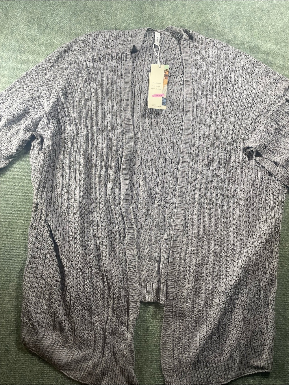 Gray Open-Front Knit Cardigan Sweater - Women's